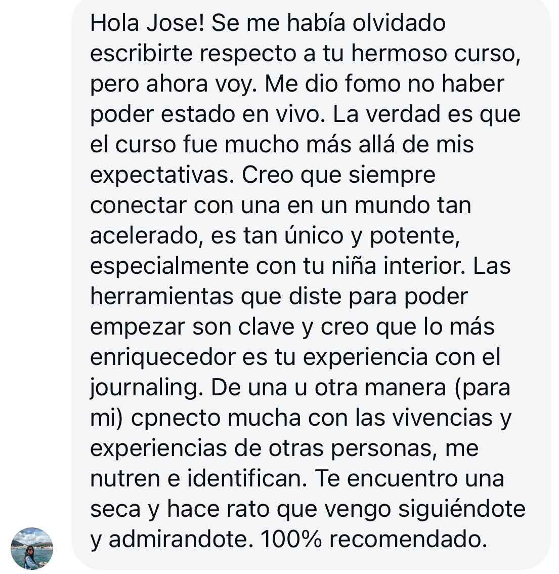 Testimonio de WhatsApp 1
