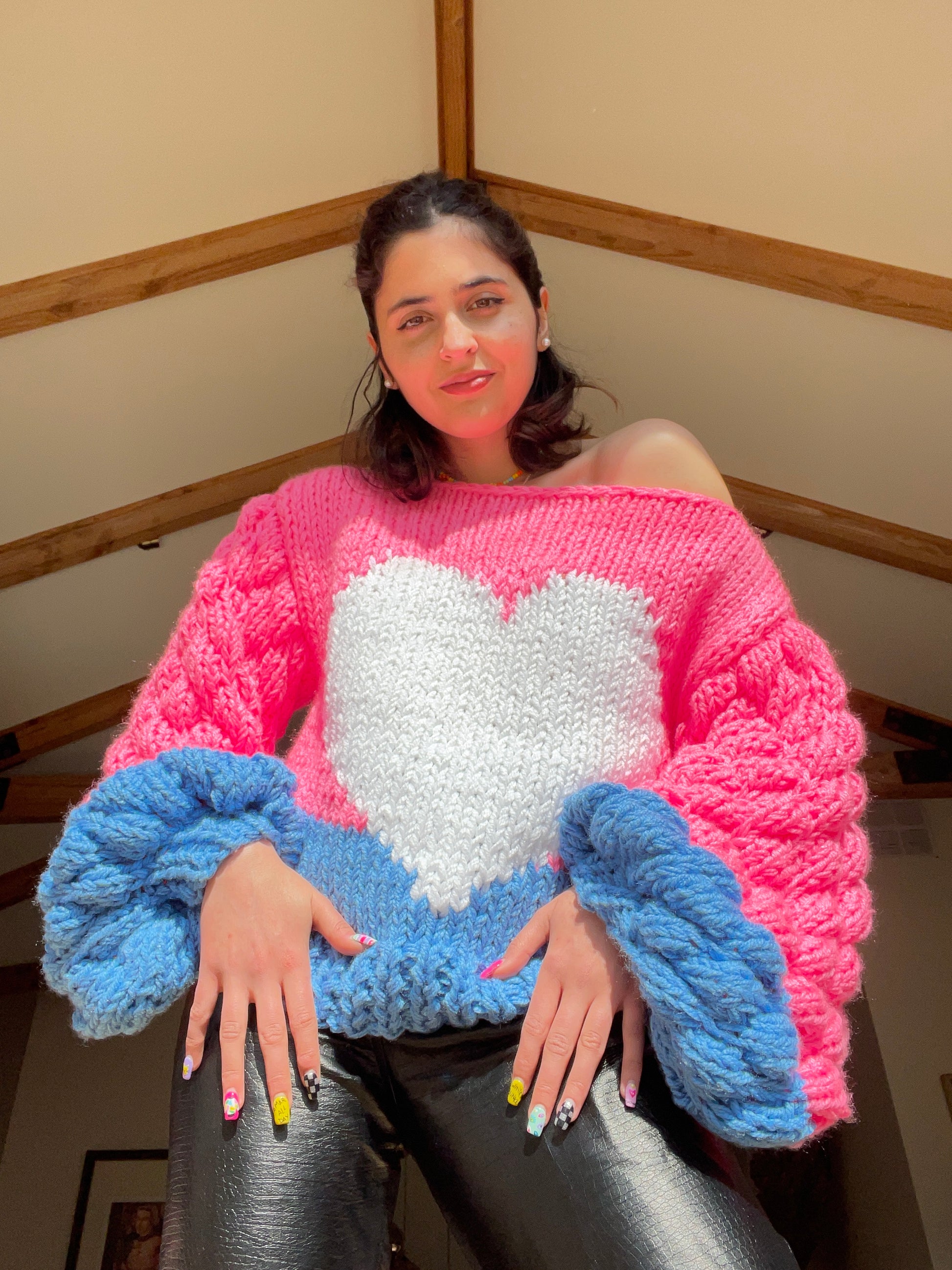 I Wear My <3 On My Sleeves Sweater (#6) image 4